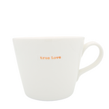 Keith Brymer Jones - Word Range - Standard Ceramic White Mug - true love (orange) - 350ml - Gift Boxed
