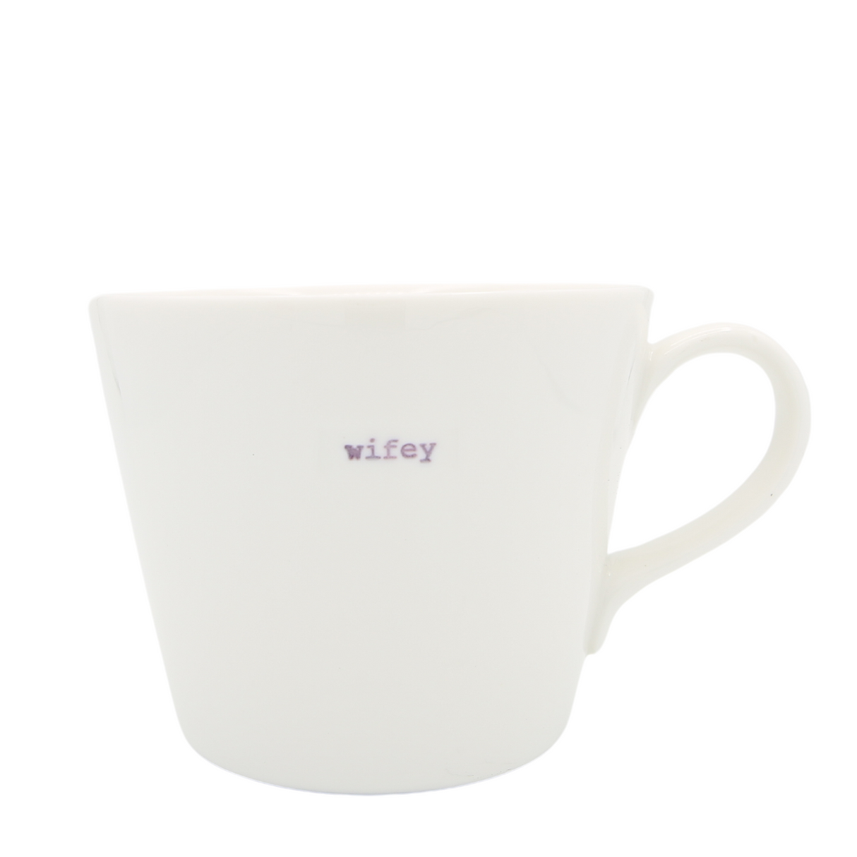 Keith Brymer Jones - Word Range - Standard Ceramic White Mug - wifey (lilac) - 350ml - Gift Boxed