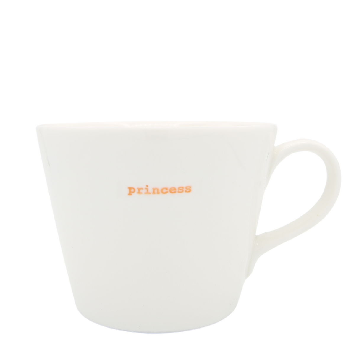 Keith Brymer Jones - Word Range - Standard Ceramic White Mug - princess (orange) - 350ml - Gift Boxed