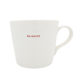 Keith Brymer Jones - Christmas Word Range - Large Ceramic White Mug - be merry (red) - 500ml - Gift Boxed