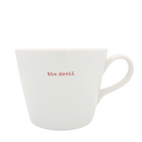 Keith Brymer Jones - Halloween Word Range - Standard Ceramic White Mug - the devil (red) - 350ml - Gift Boxed