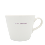 Keith Brymer Jones - Halloween Word Range - Standard Ceramic White Mug - trick or treat (lilac) - 350ml - Gift Boxed