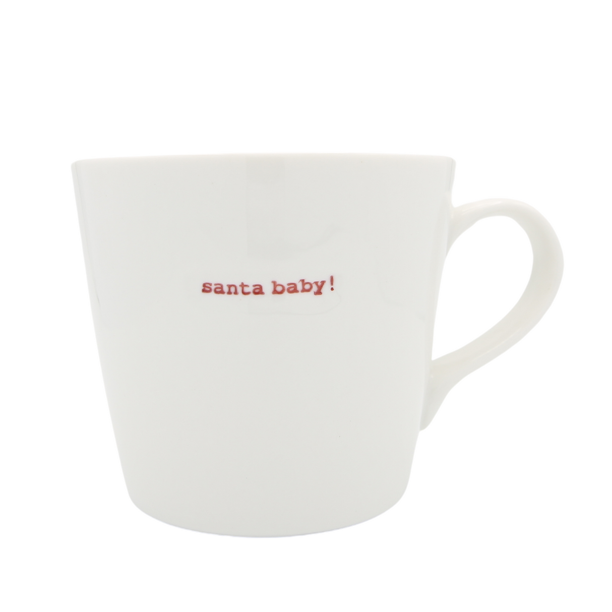 Keith Brymer Jones - Christmas Word Range - Large Ceramic White Mug - santa baby! (red) - 500ml - Gift Boxed
