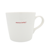 Keith Brymer Jones - Christmas Word Range - Large Ceramic White Mug - santa baby! (red) - 500ml - Gift Boxed