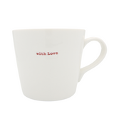 Keith Brymer Jones - Word Range - Large Ceramic White Mug - with love (red) - 500ml - Gift Boxed