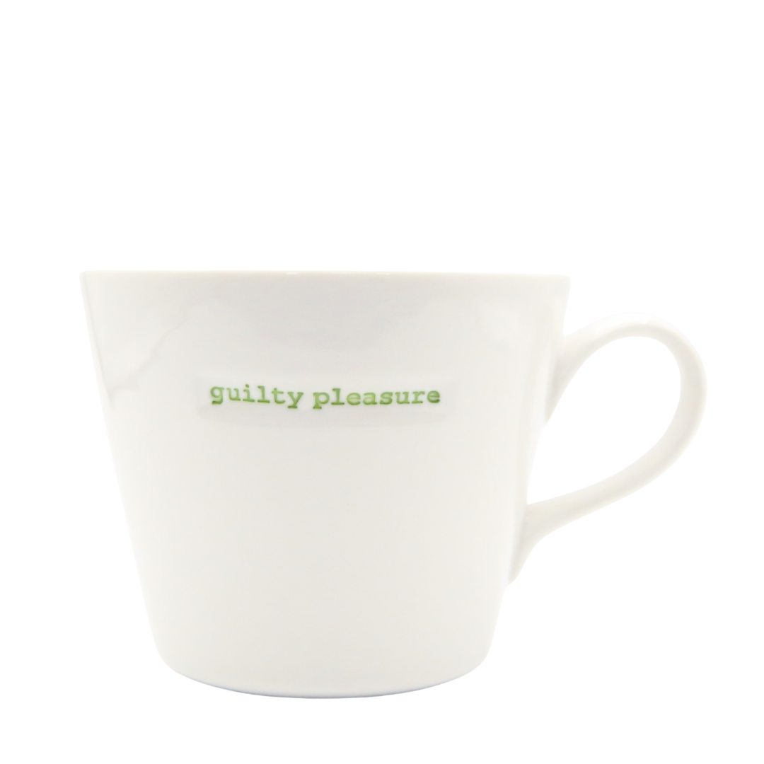 Keith Brymer Jones - Word Range - Standard Ceramic White Mug - guilty pleasure - 350ml - Gift Boxed