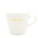 Keith Brymer Jones - Word Range - Standard Ceramic White Mug - happy thoughts - 350ml - Gift Boxed
