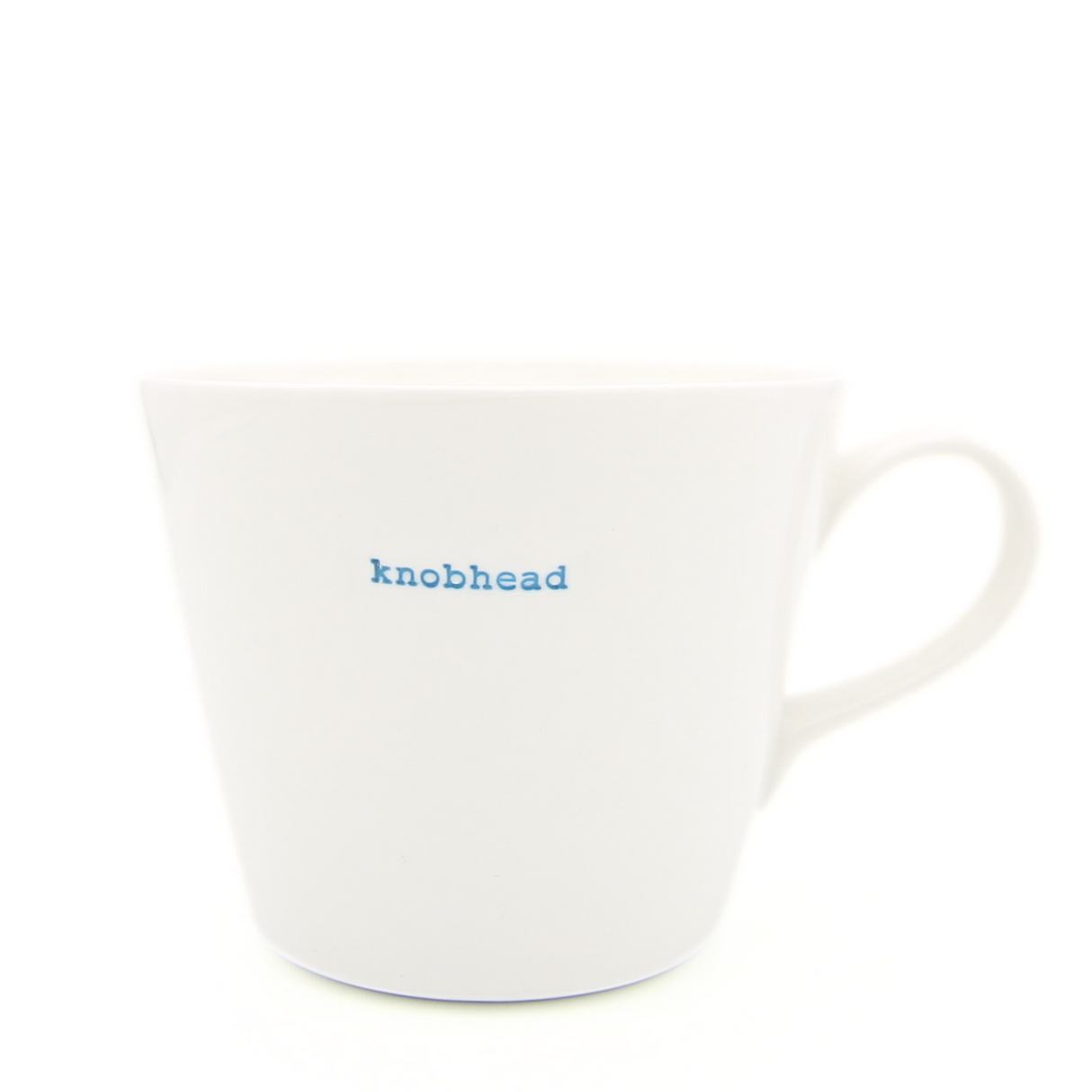 Keith Brymer Jones - Rude Word Range - Standard Ceramic White Mug - knobhead (blue) - 350ml - Gift Boxed