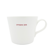 Keith Brymer Jones - Word Range - Standard Ceramic White Mug - proper job - 350ml - Gift Boxed