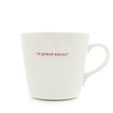 Keith Brymer Jones - French/Francais Word Range - Large Ceramic White Mug - le grand amour! - 500ml - Gift Boxed