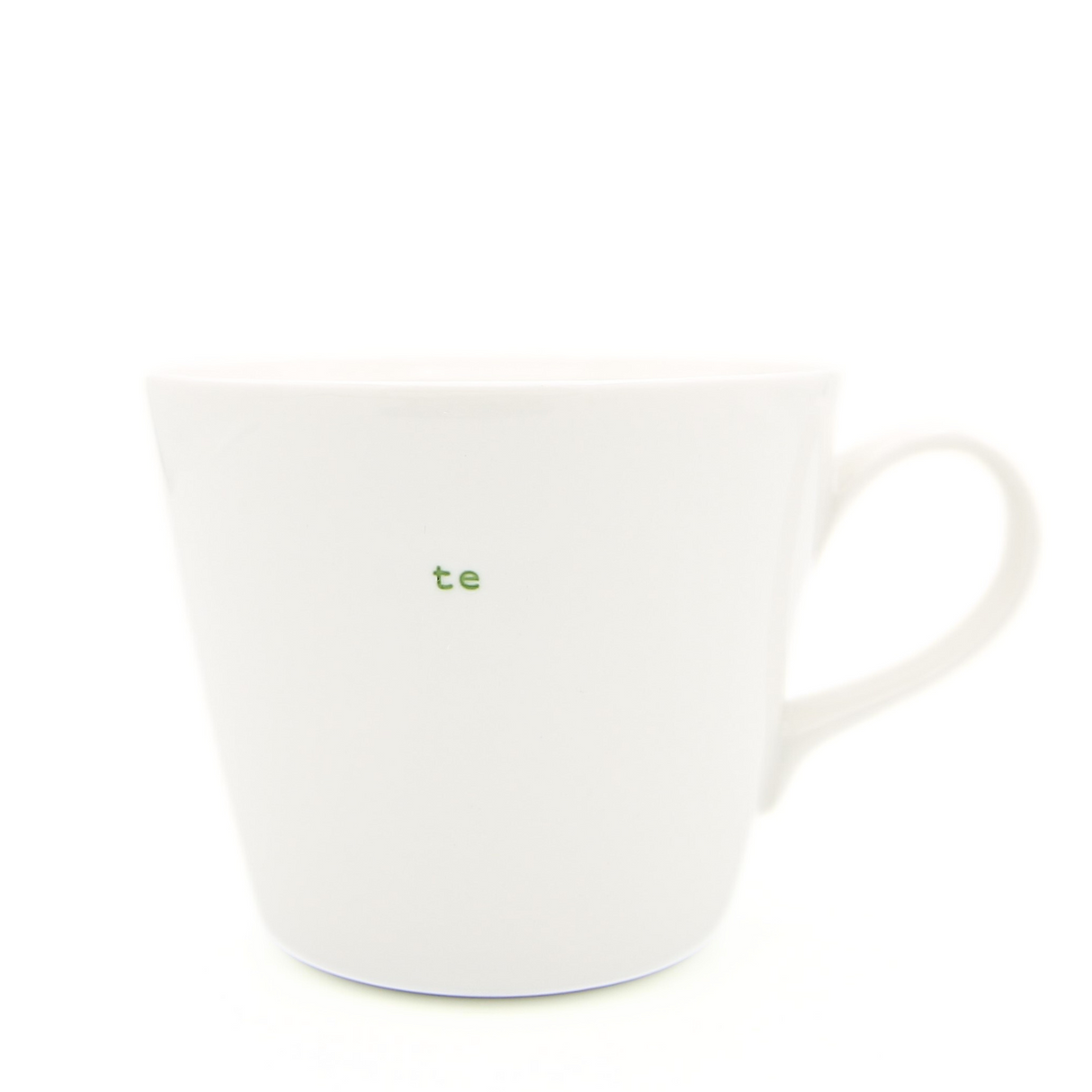 Keith Brymer Jones - Welsh/Cymraeg Word Range - Standard Ceramic White Mug - te (green) - 350ml - Gift Boxed