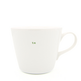 Keith Brymer Jones - Welsh/Cymraeg Word Range - Standard Ceramic White Mug - te (green) - 350ml - Gift Boxed