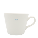 Keith Brymer Jones - Welsh/Cymraeg Word Range - Standard Ceramic White Mug - tad (blue) - 350ml - Gift Boxed