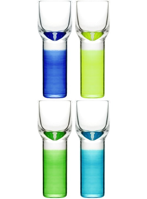 Club schnapps glasses  4-pack  blue/green