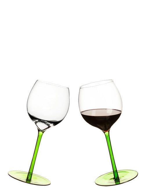 Rocking wine glass  2-pack  green