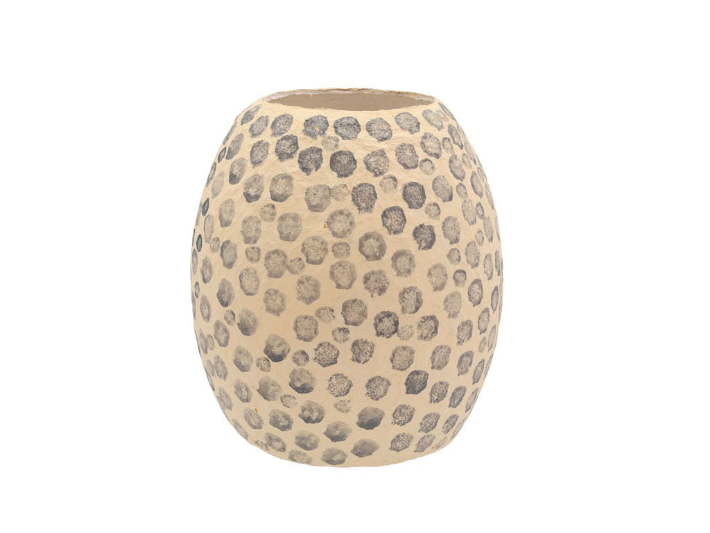 Decoration Vase Taia D23.5 H28.5cm Cream/Grey Paper Mache