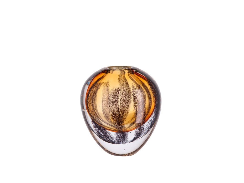 Vase Otea 12.5x8.5x14cm Black/Brown Glass