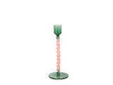 Glass candlestick Styles 7.4 x 16.3 cm Green/Rose