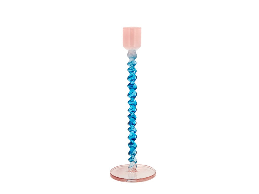 Glass candlestick Styles 7.4 x 20.3 cm Blue/Rose