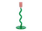 Glass candlestick Styles 8.5 x 19.6 cm Green/Rose